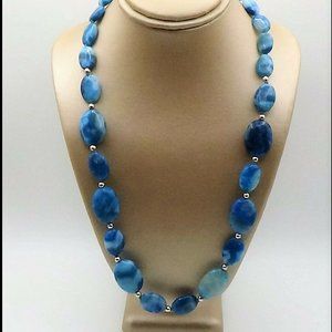 Lucas Lameth blue stone and sterling silver necklace